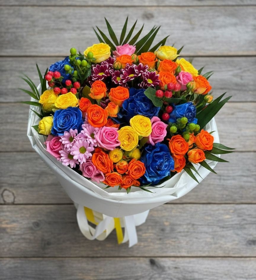 Букет цветов из: Розы и Хризантемы в Хелюле