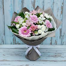 Букет цветов из:  Герберы, Альстромерии и Хризантемы #REPLACE_PRED# Хелюле