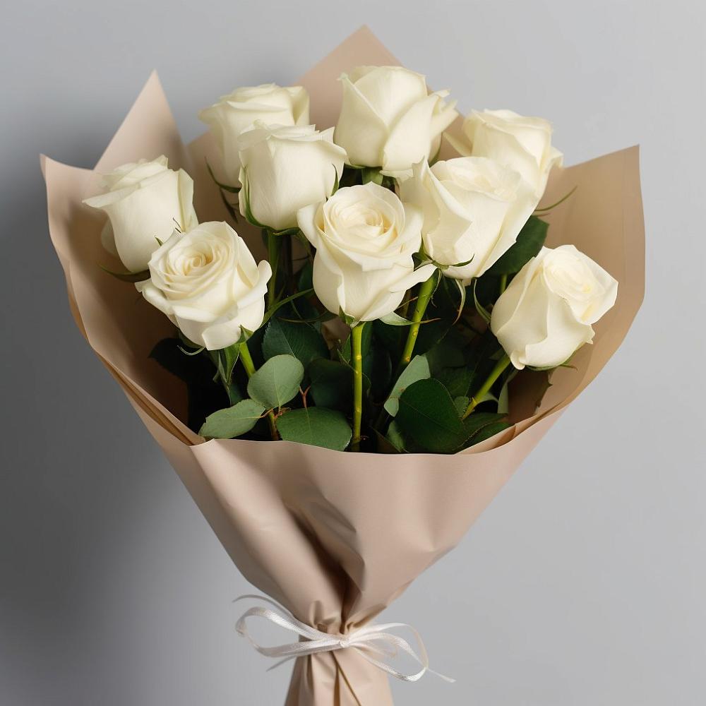 Букет 9 Белых роз Эдлесс Лав в Хелюле