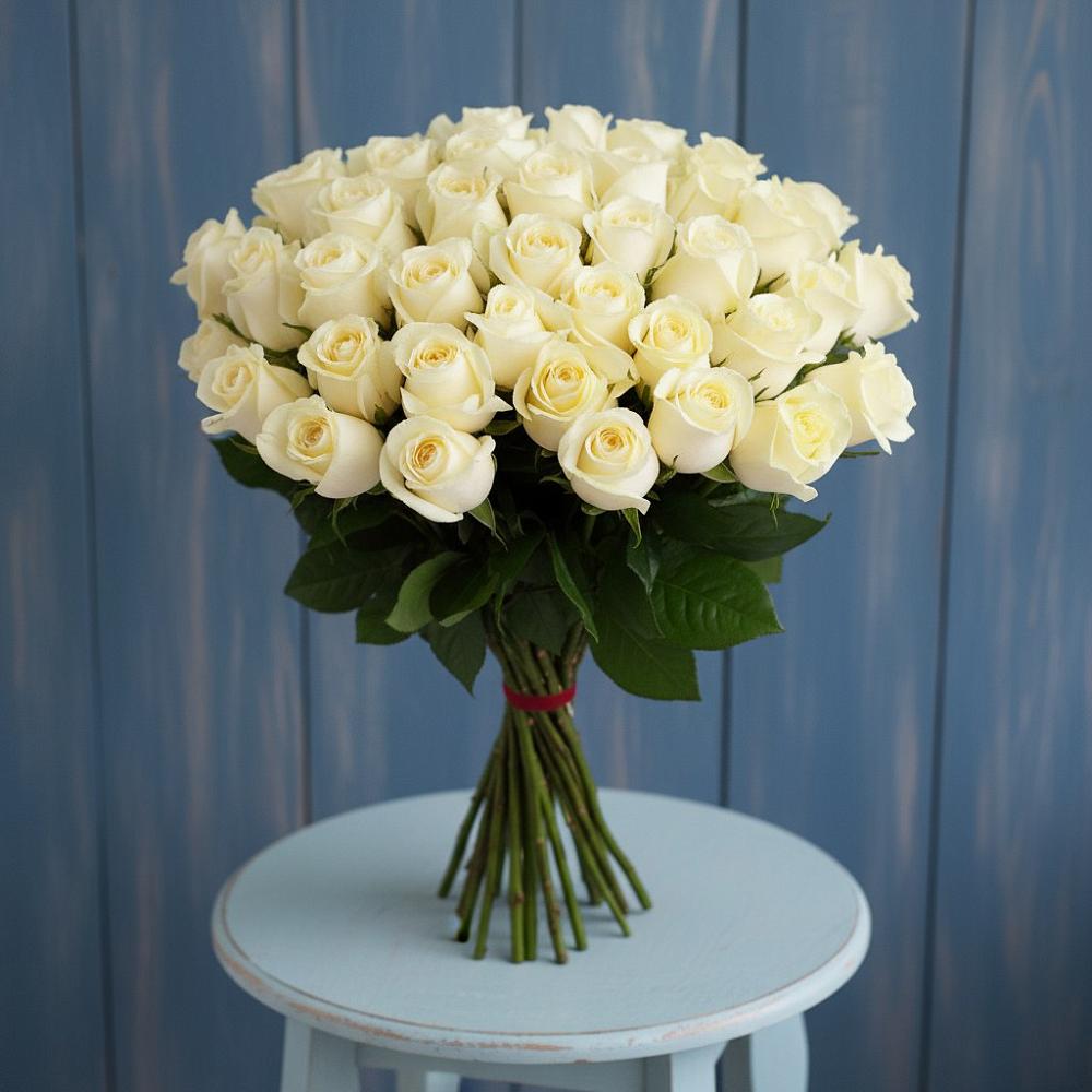 Букет 51 Белая роза Эдлесс Лав в Хелюле