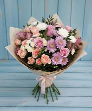 Букет цветов из:  Хризантемы, Розы и Альстромерии в Хелюле